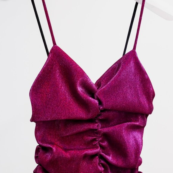 Area Fuchsia Ruched Mini Dress - Picture 4 of 11